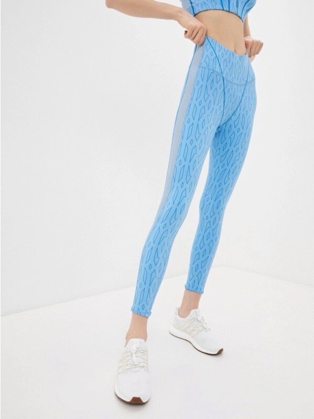 NWT Adidas Women's Ivy Park Blue Mesh Monogram Tights Size XS